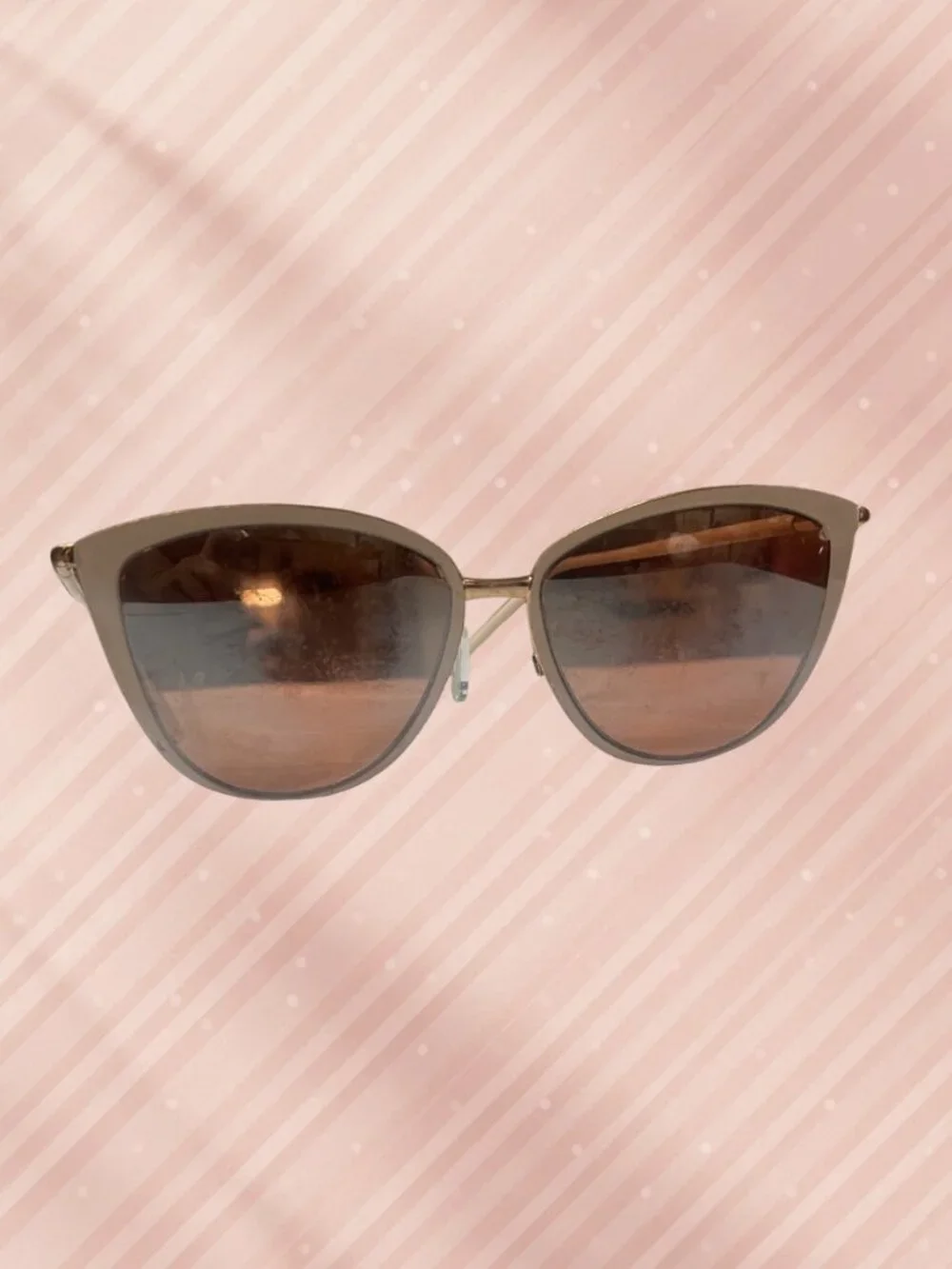 Pink Cat Eye Sunglasses Rose Gold Mirrored Summer Party Shades